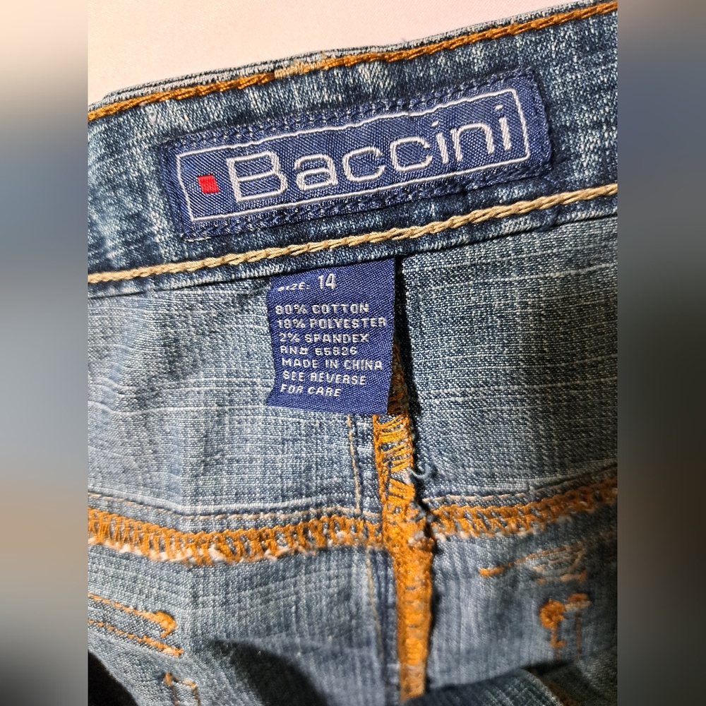 BACCINI Denim Skirt Jeans Skirt Maxi Flare Size 14 - Picture 10 of 15